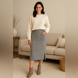 Wilfred Aritzia Gentiane Heather Gray Wool Knit Skirt | Italian Yarn | Size S